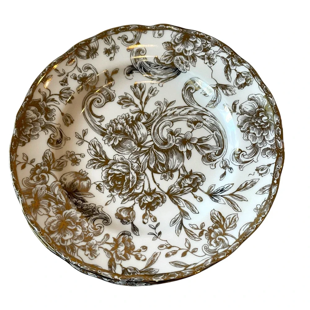 222 Fifth Hawthorne Gold 8.5” Salad Plates Set of 4 NEW